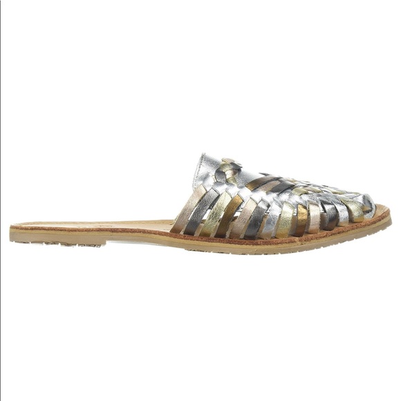 NIB Made in Mexico Leather Metallic Huarache Slide - Picture 4 of 6
